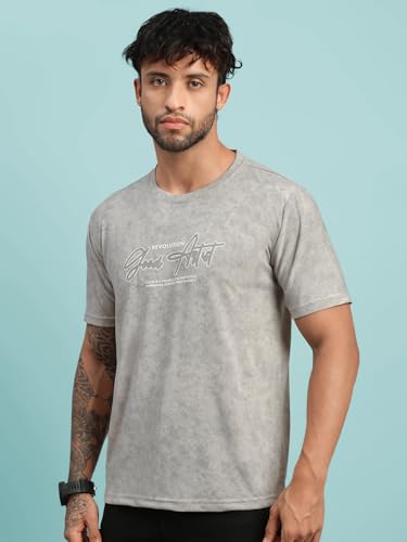 Image of Lux Nitro Men's Cloud Burst Printed Half Sleeve T-Shirt | Cotton Blend Round Neck Tee | Regular Fit Casual Wear