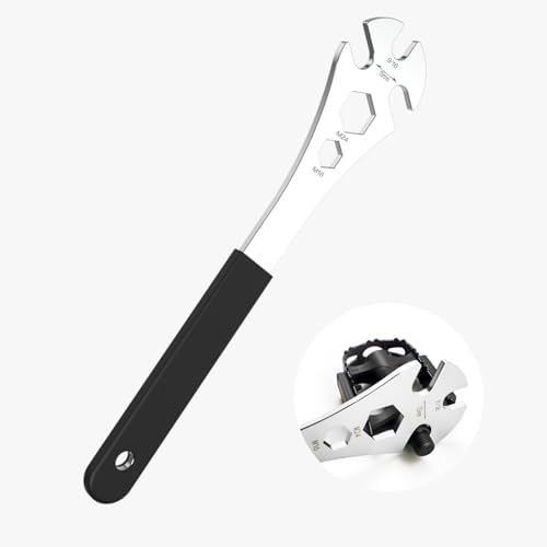 Vancoat Professional Bike Pedal Wrench, Cr-V Steel + Ni-Cr Plating Super Hard Bicycle Pedal Removal Tool, 13in/33cm Extra Long Handle Bicycle Pedal Wrench with Rubber Grip for Road Mountain Bikes