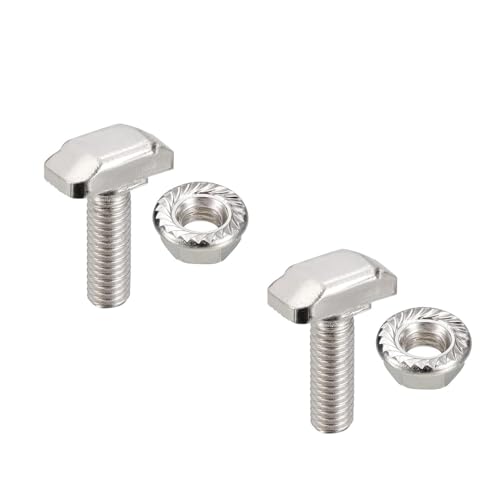 Pernos de riel en T, tornillos en forma de T, perno de inserción con ranura en T, 2 juegos de perno de inserción con ranura en T M5-M12 y tuerca de brida hexagonal, perno en T con cabeza de martillo,