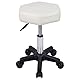 FURWOO Hexagon Rollhocker Höhenverstellbarer Hocker mit Rädern für Spa Salon Massage Weiß