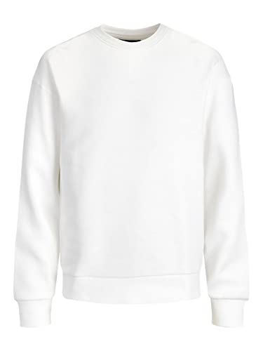 JACK & JONES Herren JJEHOLMEN Sweat Crew Neck, Langarm Pullover, White/REG FIT, L