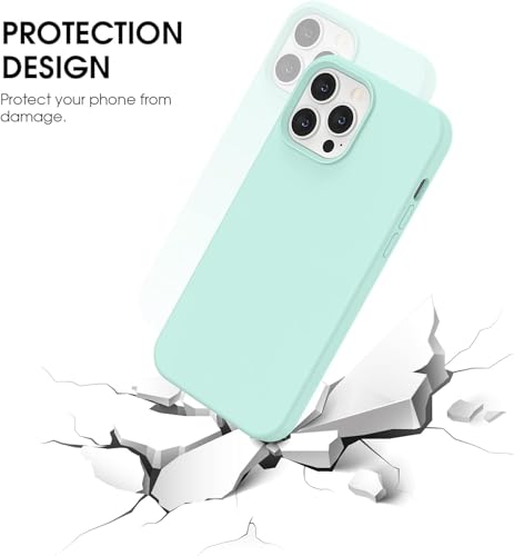 Image of DIZORO Silicone Back Case for iPhone 13 Pro Max, Soft-Touch Phone Microfiber Silicone Back Cover for iPhone 13 Pro Max- Mint