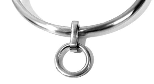 17" Locking Eternity Collar Satin Stainless Curved Neck Choker Collar w/Ring3