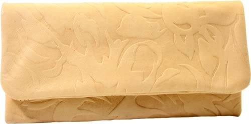 Mestango Tobacco Pouch 2006-4 / Fine Cut Bag Flora / Embossed Cowhide Leather / Magnetic Closure / Zip Compartment / Whole Pack / Made in Greece