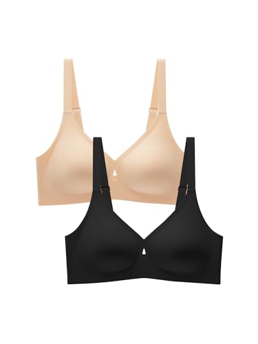 Image of LUCKMEEY Bras for Women No Underwire Wireless Bras - Seamless Push Up Full Coverage Bralettes Comfortable Everyday Bra