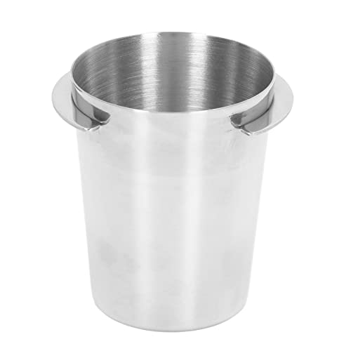 Taza dosificadora de café de 58mm, taza dosificadora Universal de acero inoxidable con mango para máquina de café, alimentador de café en polvo (Plata)