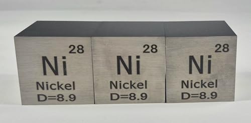 Image of 1.5 inch 38.1mm Nickel Metal Cube Ni up to 99.9% Pure Periodic Table Element Engraved Density Collection Science Education Display Block Cube + Acrylic Case Box - 1PC