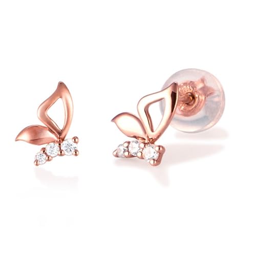 Boucles d'oreilles Papillon en Or avec Moissanite pour Bijoux de Mariage