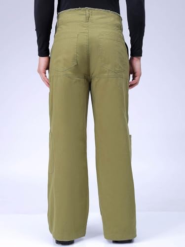 Image of The Indian Garage Co Men Loose Wide Leg Solid Mid-Rise Cargo Trousers