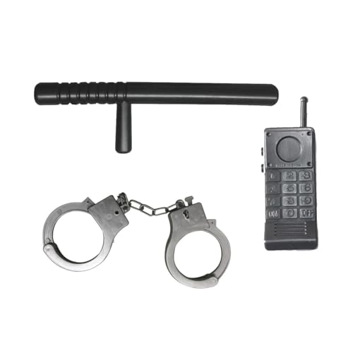 Image of Kids Police Role Play Kit - 3‑Piece Toy Set with Baton, Handcuffs & Walkie‑Talkie - Safe Pretend Play Police Accessories for Boys & Girls, Fancy Dress & Costume Parties