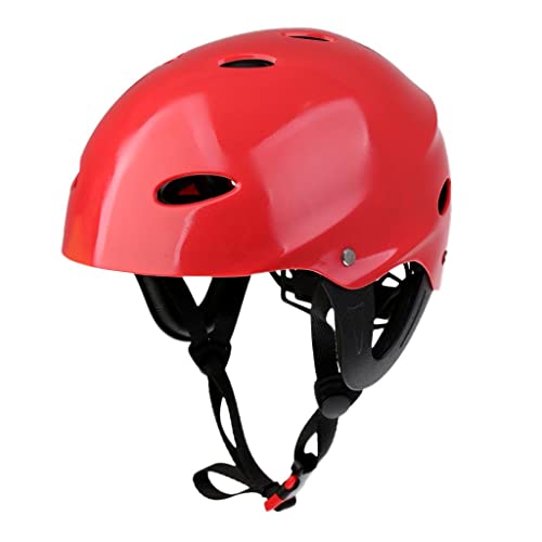 Casco de Seguridad Ajustable profesion Ejercicio de Agua Canoa de Kayak Navegación de Wakeboard Esquí Acuático Kitesurf, Rojo