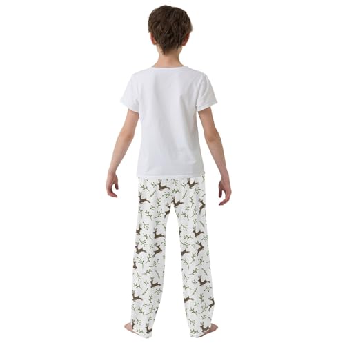 ZZXXB Reindeer Leaves Boys Long Pants Soft Trousers Elastic Waist Kids Lounge Bottoms with Pockets S-XL3