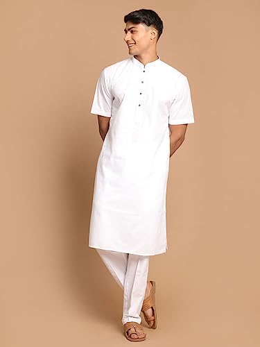 Image of VASTRAMAY Men's Cotton Linen Kurta Pyjama Set (1)