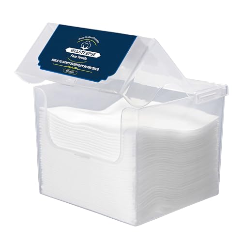 Welsteepse Ultra Soft Disposable Face Towel,Disposable Clinically Tested Face Towelette ,Makeup Remover Dry Wipes,50 Count
