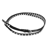 Ipetboom Studded Punk Belt Durable Faux Leather Waist Belt for Casual Outfits Versatile Design Canary Black for Skirts and Pants Unique Rock Style Accessory