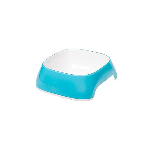 Ferplast Gamelle pour Chat Glam - Gamelle à Nourriture et à Eau pour Chat en Plastique à la Mode, antidérapant, Facile à Nettoyer, 0,2 Litre, Bleu