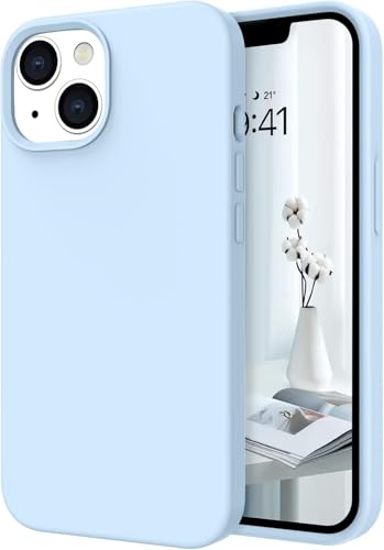 Telaso Compatible with iPhone 14 Case, Liquid Silicone Soft Gel Rubber iPhone 14 Phone Case Slim Thin Phone Case with Microfiber Lining Protective Phone Cases Cover for Men Women, Baby Blue