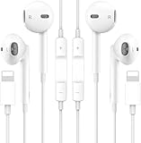 2 Pack Wired Earbuds Headphones for iPhone, Hi-Res Extra Bass Earphones, HiFi-Audio Stereo Noise Isolating with Mic+Volume Control Compatible with iPhone 14 Pro Max/13/12 Mini/SE/11/X/XS/XR/8/7 Plus