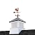 30" Square Manchester Vinyl Cupola with Black Aluminum roof and Copper Bantam Red Rooster Weathervane by Good Directions