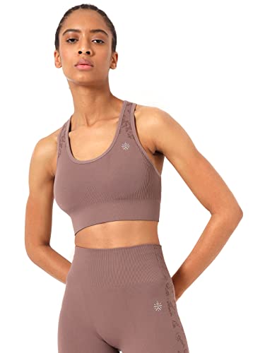 Image of Seamless Riley Sports Bra | Seamless | Lightweight | Solid Workout Bra for Women (CS601391S Brown S)