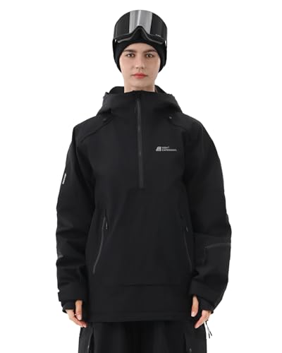 Image of Ski Jacket Women with Recco 3L Snowboard Anorak Pullover Baggy Coat Hooded Insulated Hoodie Waterproof Warm