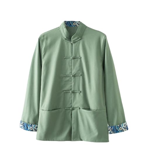 Manteau style chinois haut de gamme en coton et lin naturel pour homme