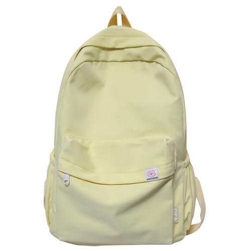 Extolove Linda mochila estética Y2K simples cor sólida Kawaii, mochila de viagem para laptop, Amarelo, 11.42 * 5.12 * 16.93in, Minimalista