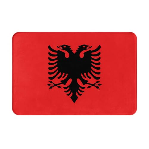 WBQLSL Paillasson d'intérieur drapeau albanais adapté pour porte d'entrée, porte arrière, patio, salle de bain, etc