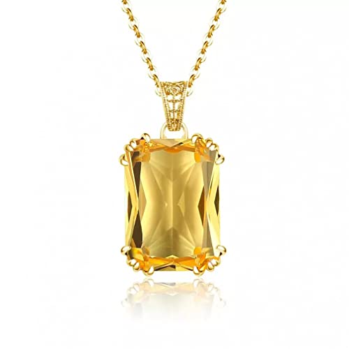 Collier citrine jaune en argent 925 doré 18k pour femme chic