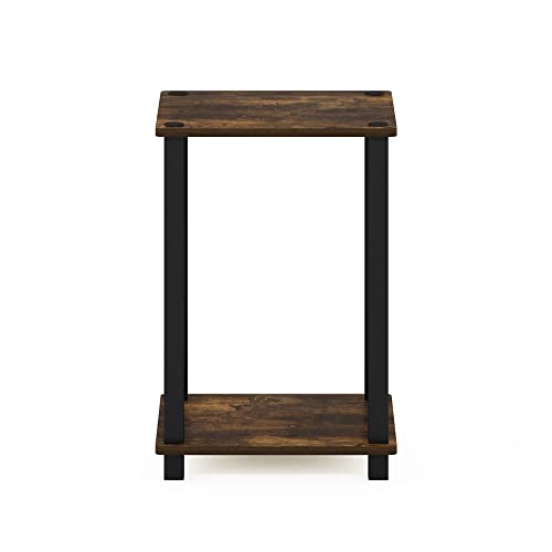 Furinno Simplistic Toolless Assembly Side Table, Rustic Brown 2-Tier End Table, Open Shelf Night Stand, Bedside Table for Living Room, Bedroom, Home Office, Amber Oak/Black - image 6