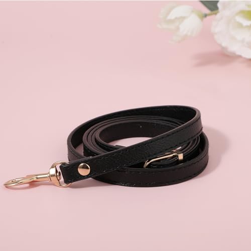 Telooco Verstellbarer Schultergurt Frauen Leder Schulterriemen Trageriemen 105–120 cm Längenverstellbarer Gurt Riemen für Geldbörse Umhängetasche Handtasche (Schwarz)