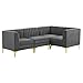 Modway Furniture EEI-4349-GRY Triumph Channel Tufted Performance Velvet Sectional Sofa Grey - 4 Piece
