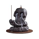 Skull Incense Burner Holder Ceramic Backflow Incense Burner Insencents Holder Home Decor Aromatherapy with 20 Upgraded Backflow Incense Cones + 30 Incense Sticks