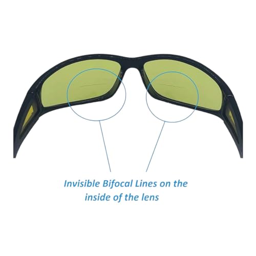 Invisible Bifocal Sports Wrap Around Yellow Lens Night Vision Driving 100% UVA UVB Men Women2