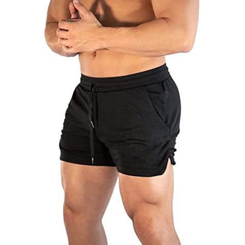 EXEKE Men's Gym Workout Shorts Quick Dry Bodybuilding Training Running Shorts 259-4/Black-XXL Cover