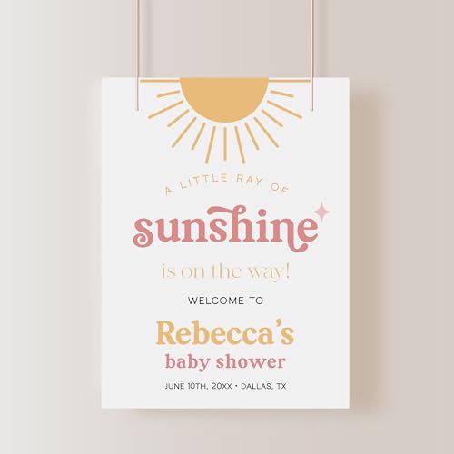 A Little Ray Of Sunshine Baby Shower Welcome Sign, Girl Sun Baby Shower Welcome Poster, Sunshine Baby Shower Welcome Sign, Personalized Plastic Yard Sign 0511_1_1_2