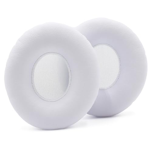 Solo HD Replacement Earpads Compatible with Beats by Dr.Dre Solo HD (Solo 1st Gen Wired, NOT Wireless) Headphones,Snap-On Protein Leather Ear Cushions,Easy Installation with Video Guide (White)