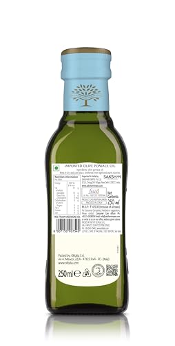 Image of Olitalia Pomace Olive Oil • Light Taste, High Smoke Point Imported Italian Cooking Olive Oil • Ideal for Indian Cooking, Frying, Sauteing & Baking, 8.45 fl oz ℮ 250 ml