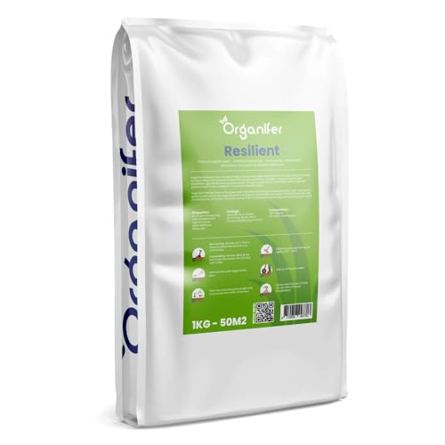 Organifer Herstelgazon Graszaad – Resilient (1 Kg Voor 50 M2), Gazonreparatiezaadmix, Milieuvriendelijk Gazonzaad, Onderhoudsarm Graszaad, Dichte Dekking, Duurzaam En Slijtvast, Nak-Certificering