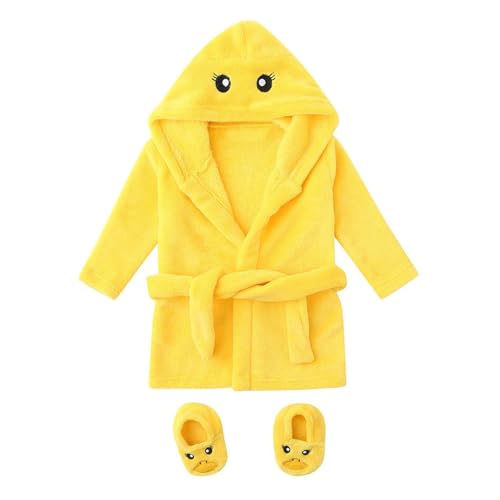 Toddler Towel Soft Robe with Waist Belt+shoes Baby Boys Girls Flannel Hooded Short Robe Fleece Warm Cute Outfits