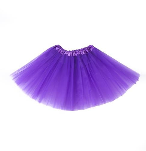 Fepdiu Girls Tutu Skirt 3 Layers Tulle Toddler Ballet Skirts Girls Tulle Tutu Dance Fit Most 3-10 yrs for Dance Party Costume (Purple)