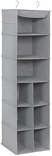 SONGMICS Hanging Storage Shelves for Different Sizes of Shoes, Wardrobe Storage Organiser with 9 Compartments, Hanging Shoe Bag with Strong Metal Support, Grey, RCH05G