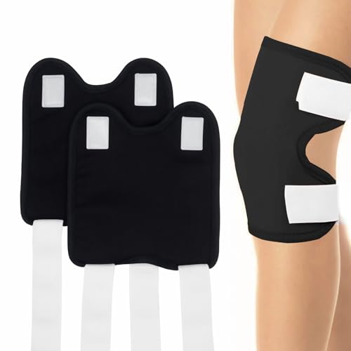 VonTeok 2 Pack Castor Oil Pack Wrap for Knee Elbow Joints with Elastic Straps, Organic Cotton Castor Oil Compress Pad Wrap, Resuable and Anti-Leakage for Relief Pain Inflammation -Black