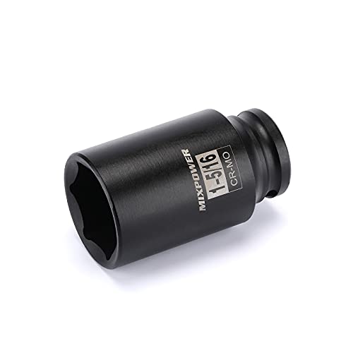 MIXPOWER 1/2 Drive Deep Impact Socket CR-MO 1-5/16 6 Point Axle Nut Impact Grade Socket for Easy Removal