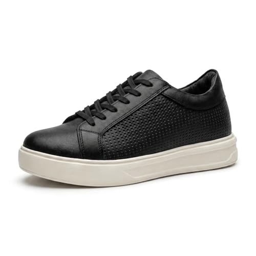 Image of Leatherful Low Top Leather Sneaker for Men, Genuine Leather with Nappa Lining, Textured, Round Toe, Cushioned Insole