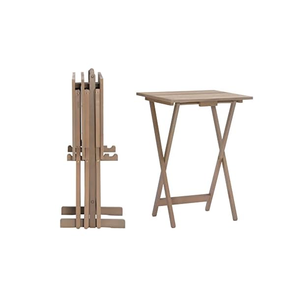 Linon acacia grace tray table set driftwood  urban country home decor