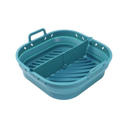 Kivivaka Bandeja de silicona para hornear, freidora de aire con boquilla de aceite, plegable, sin forro, 23 x 22 x 6 cm, fácil de limpiar, apta para lavavajillas, cesta para cocinar