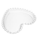 SILENRADAWN Herzförmiges Glas Serviertablett für Snacks und Desserts Dekoratives Langlebiges Snacktablett für Zuhause und Feiern