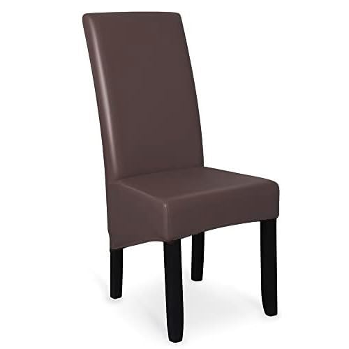 lygooh Waterproof PU Leather XL Chair Covers for Dining Chair Stretch High Back Large Chair Covers Washable Removable Seat Covers Chair Protector Slipcover for Dining Kitchen…