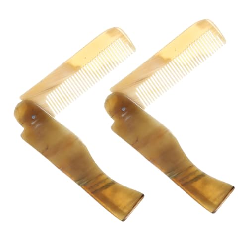 Vaguelly 2個 折りたたみ式ホーン素材ヘアブラシ 静 防止 軽量携帯用 旅行 通勤に 髪のもれ解消と頭皮 対応 レディースメンズ兼用